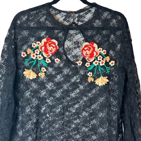 Free People Fast Forward Sheer Tunic Coverup Floral Embroidered Lace - Picture 4 of 13